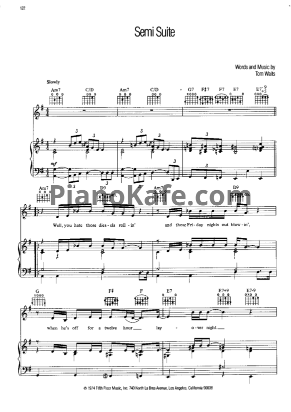 Ноты Tom Waits - Semi suite - PianoKafe.com