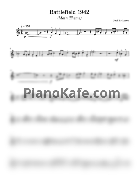 Ноты Joel Eriksson - Battlefield 1942 (Main theme) - PianoKafe.com