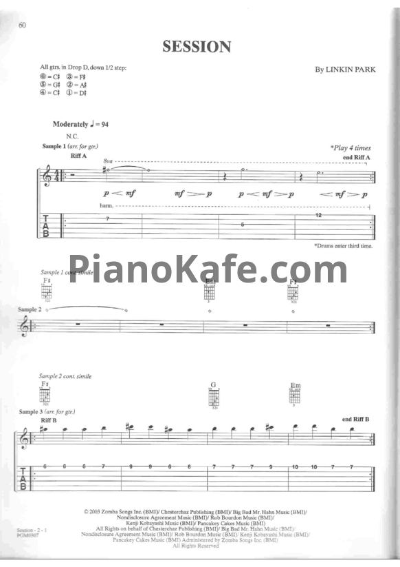 Ноты Linkin Park - Session - PianoKafe.com