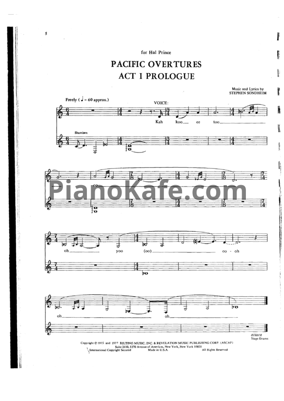 Ноты Stephen Sondheim - Pacific overtures (Книга нот) - PianoKafe.com