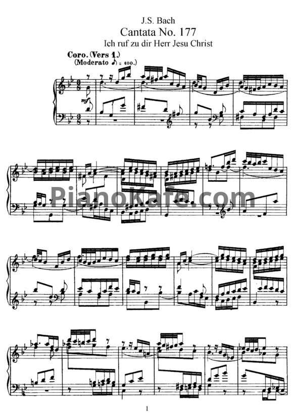 Ноты И. Бах - Кантата №177 "Ich ruf zu dir herr Jesu Christ" (BWV 177) - PianoKafe.com