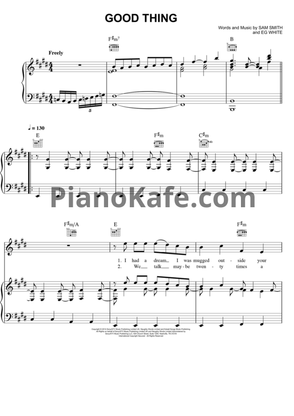 Ноты Sam Smith - Good thing - PianoKafe.com