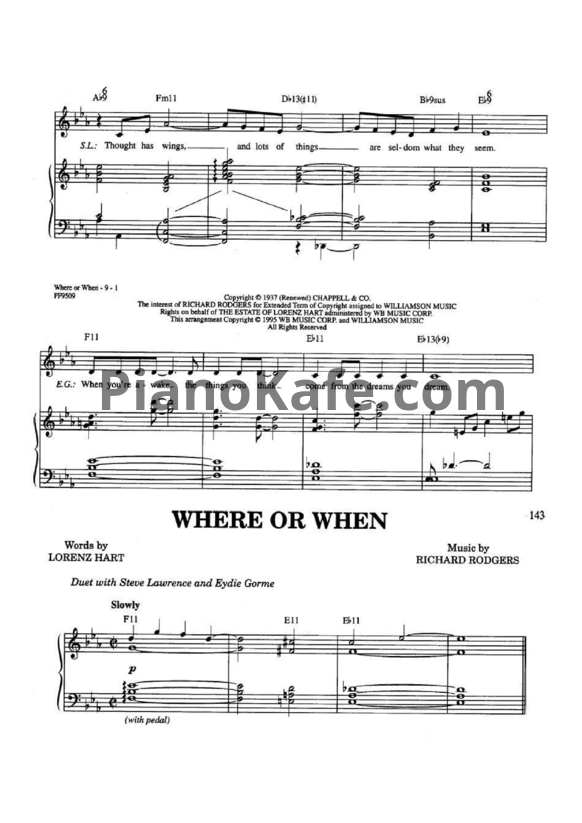 Ноты Frank Sinatra - Where or when - PianoKafe.com