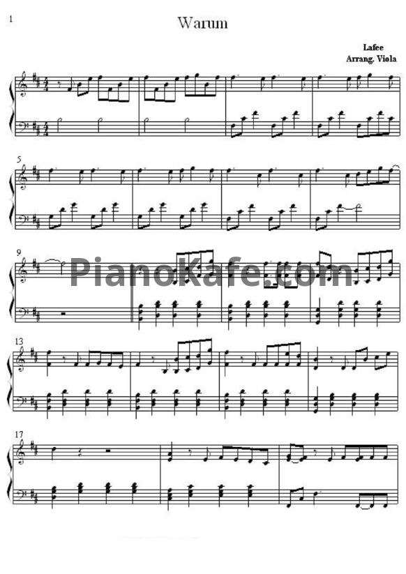 Ноты Lafee - Warum - PianoKafe.com