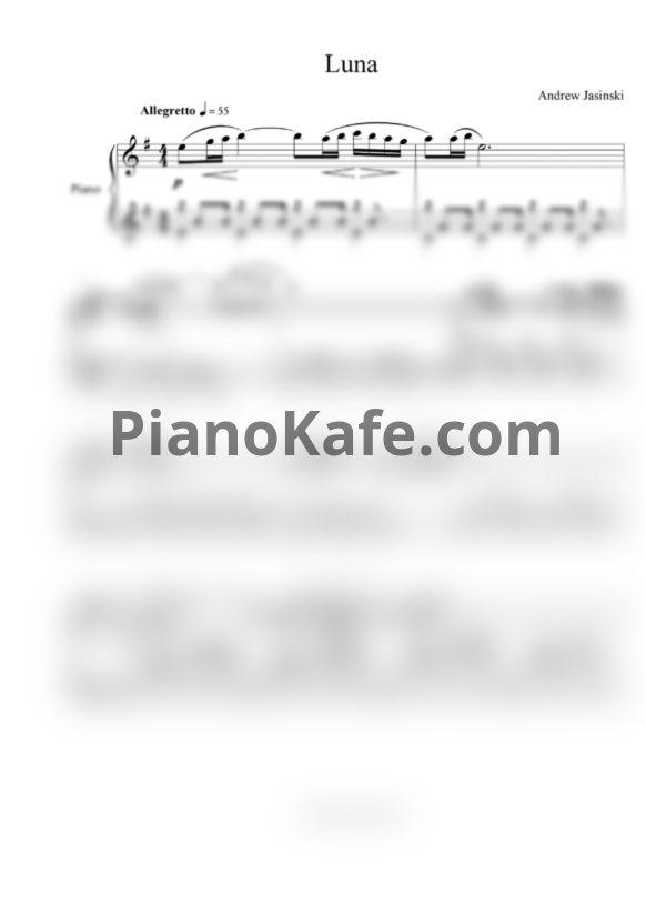 Ноты Andrew Jasinski - Luna - PianoKafe.com