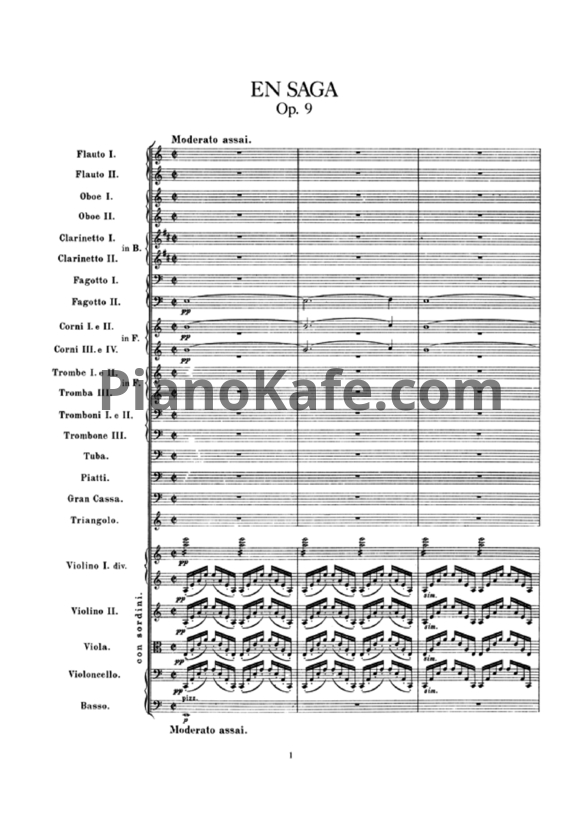 Ноты Ян Сибелиус - Симфоническая поэма "Cага" (Op. 9, партитура) - PianoKafe.com