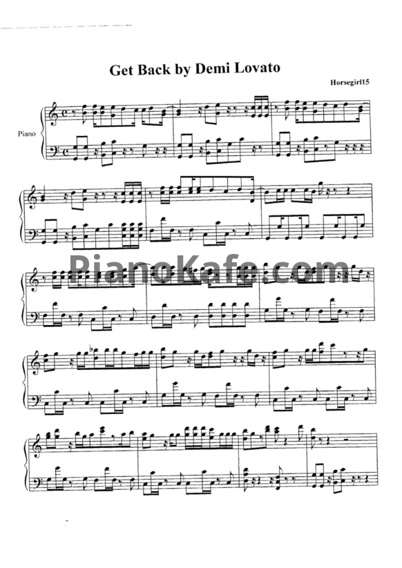 Ноты Demi Lovato - Get back - PianoKafe.com