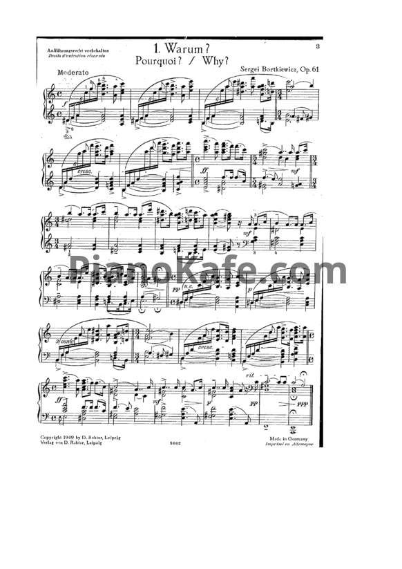 Ноты С. Борткевич - Фантастические пьесы (Op. 61) - PianoKafe.com