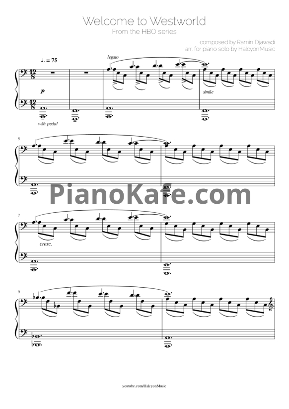 Ноты Ramin Djawadi - Westworld main theme - PianoKafe.com