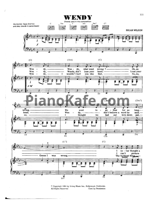 Ноты The Beach Boys - Wendy - PianoKafe.com
