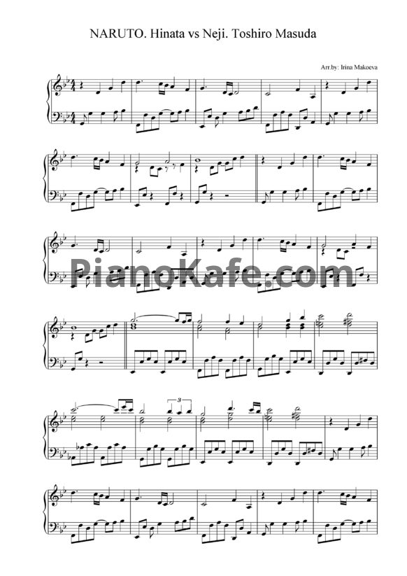 Ноты Toshiro Masuda -  Hinata vs. Neji (Версия 2) - PianoKafe.com