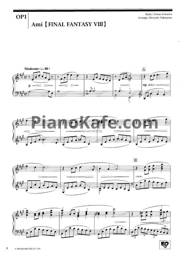 Ноты Nobuo Uematsu - Piano opera final fantasy VII-VIII-IX - PianoKafe.com