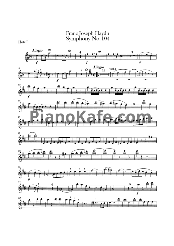 Ноты Йозеф Гайдн - Симфония №104 ре мажор "Лондон" (Партитура) - PianoKafe.com