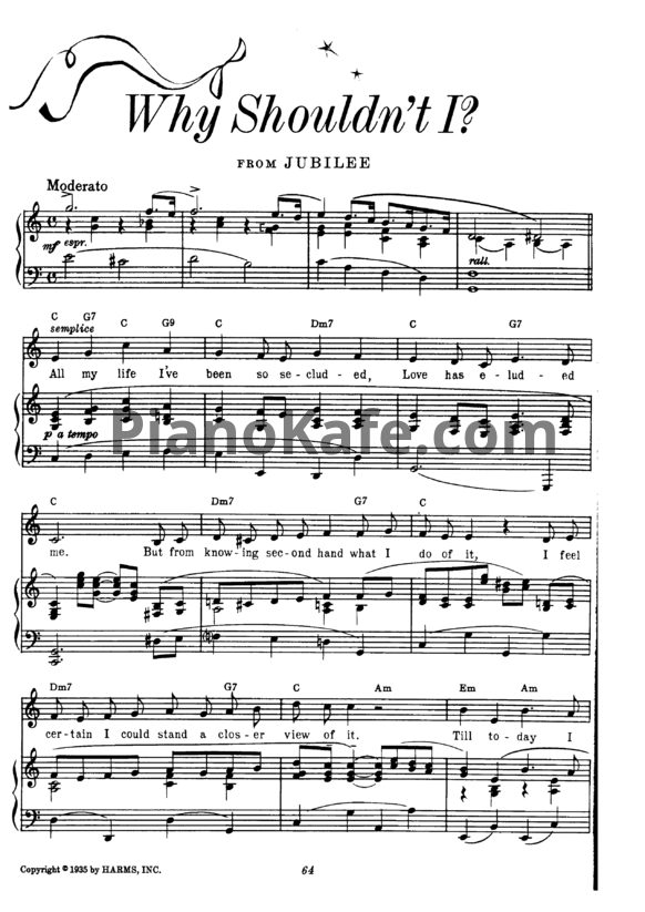 Ноты Cole Porter - Why shouldn't I? - PianoKafe.com