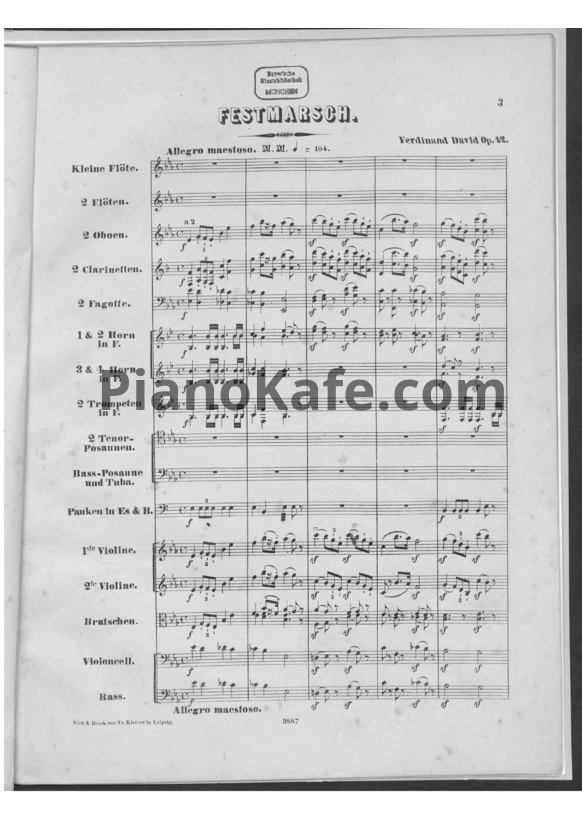 Ноты Ф. Давид - Festmarsch (Op. 42, Партитура) - PianoKafe.com