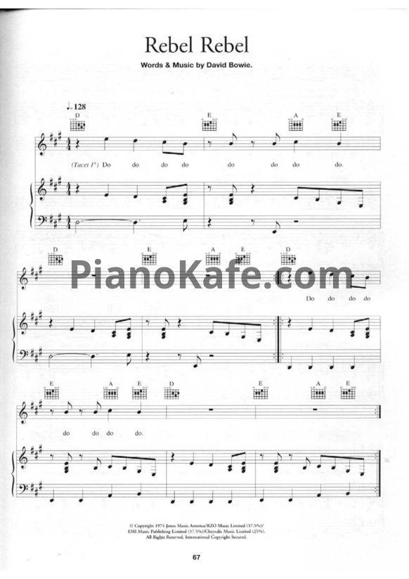 Ноты David Bowie - Rebel rebel - PianoKafe.com