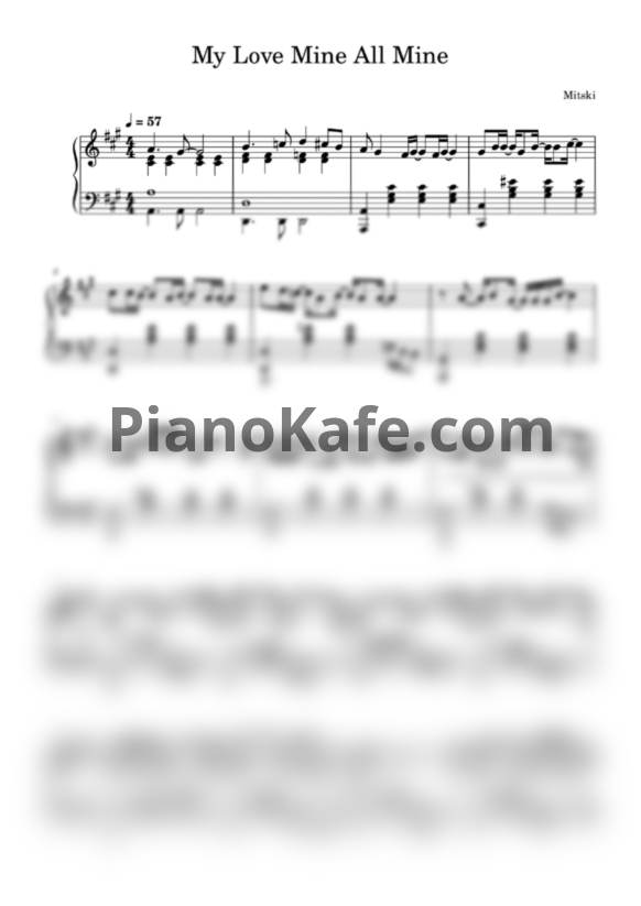 Ноты Mitski - My love mine all mine - PianoKafe.com