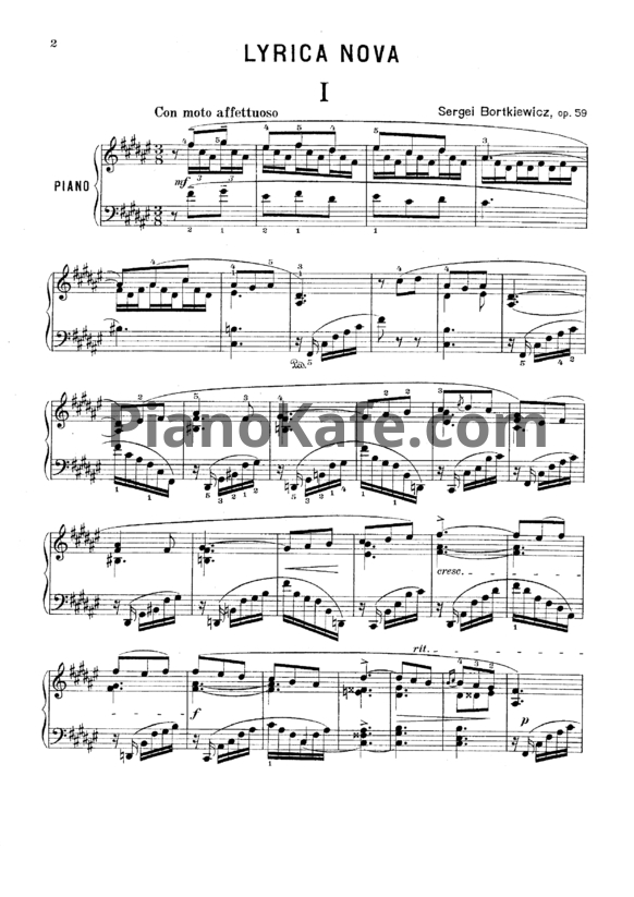 Ноты С. Борткевич - Lyrica nova (Op. 59) - PianoKafe.com