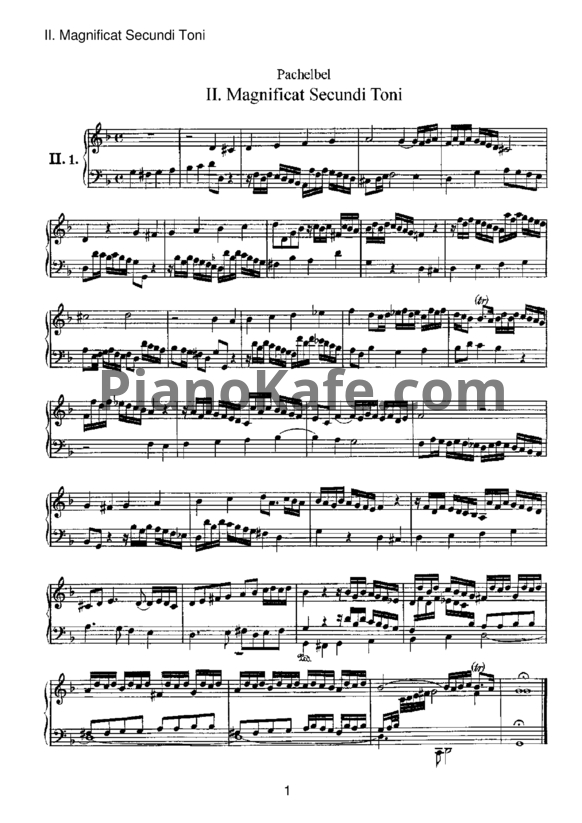 Ноты Иоганн Пахельбель - Фуга "Magnificat Secundi Toni" - PianoKafe.com