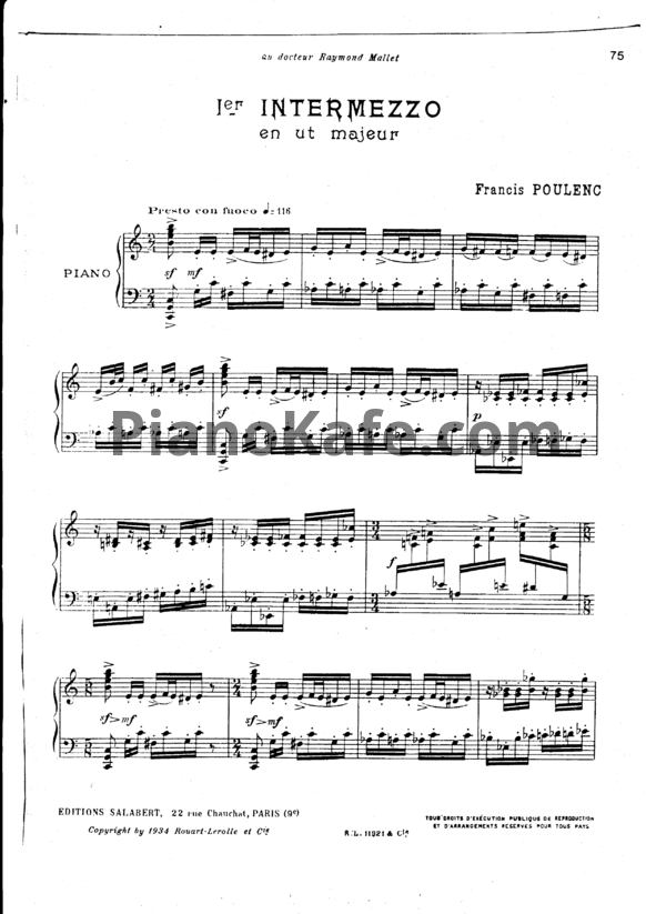 Ноты Франсис Пуленк - Сборник интермеццо - PianoKafe.com