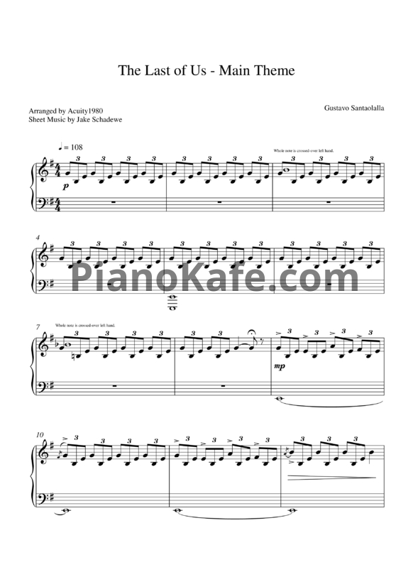 Ноты Gustavo Santaolalla - The last of us main theme - PianoKafe.com