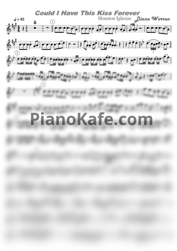 Ноты Whitney Houston and Enrique Iglesias - Could I have this kiss forever (F#mGm SAX) - PianoKafe.com