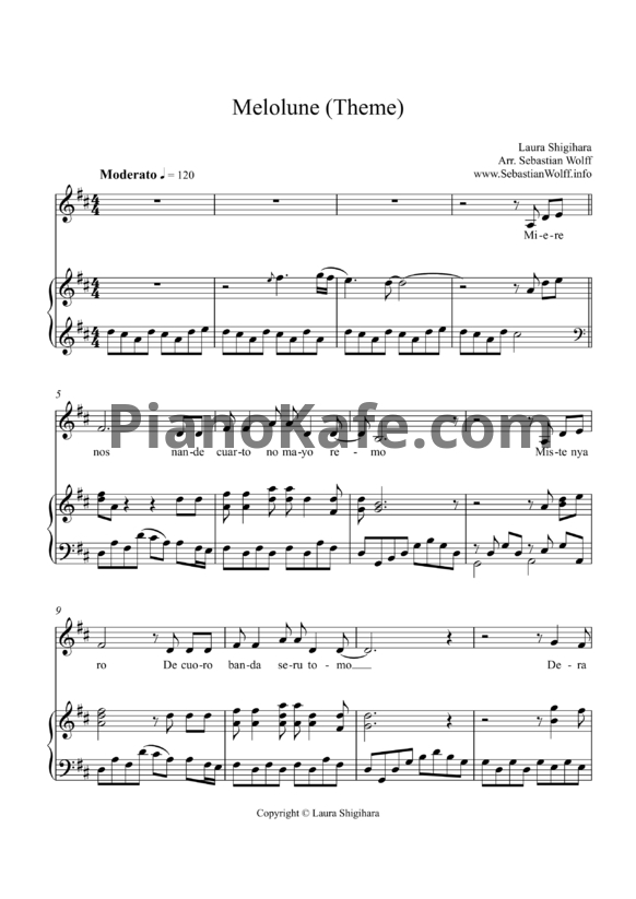 Ноты Laura Shigihara - Melolune theme - PianoKafe.com