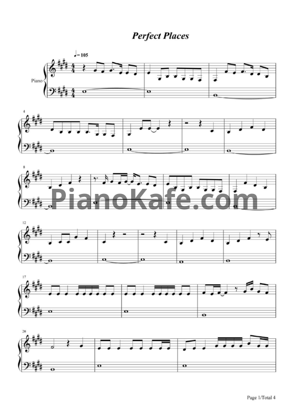 Ноты Lorde - Perfect places - PianoKafe.com