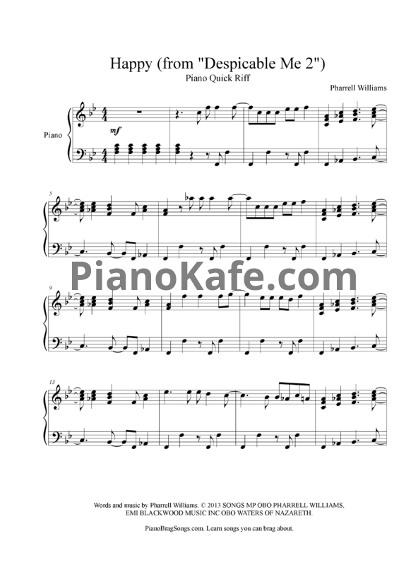 Ноты Pharrell Williams - Happy - PianoKafe.com