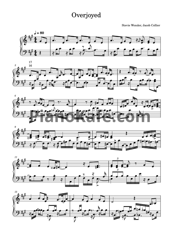 Ноты Jacob Collier - Overjoyed - PianoKafe.com