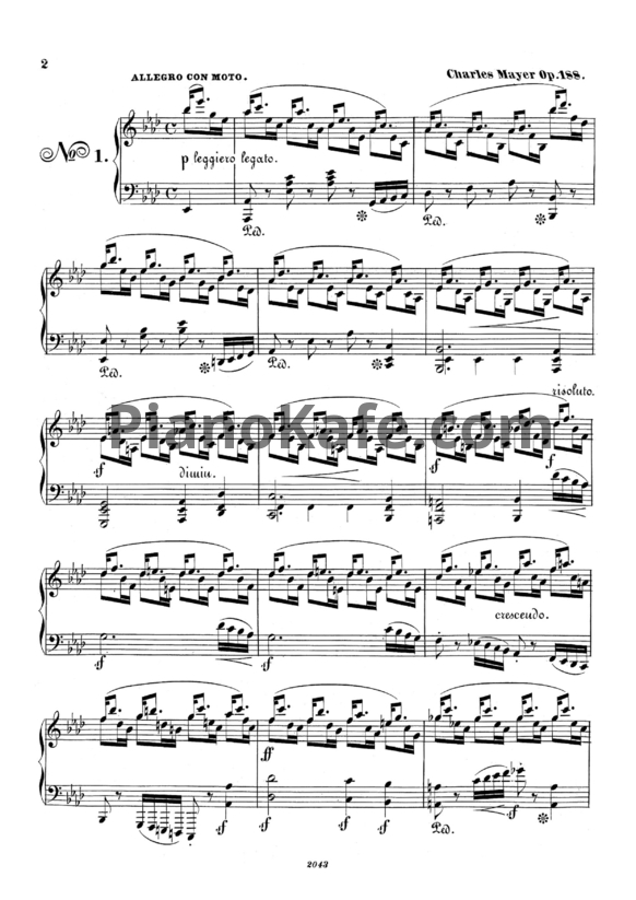 Ноты Ш. Майер - 10 блестящих и оригинальных фантазий для фортепиано (Op. 188) - PianoKafe.com