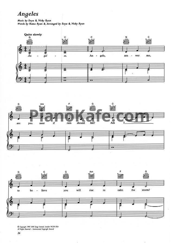 Ноты Enya - Angeles - PianoKafe.com