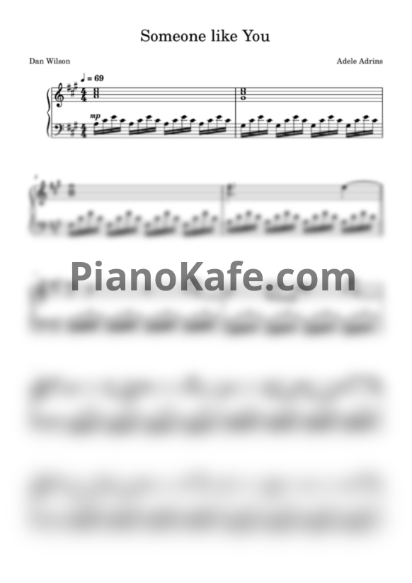Ноты Adele - Someone like you (Piano cover) - PianoKafe.com