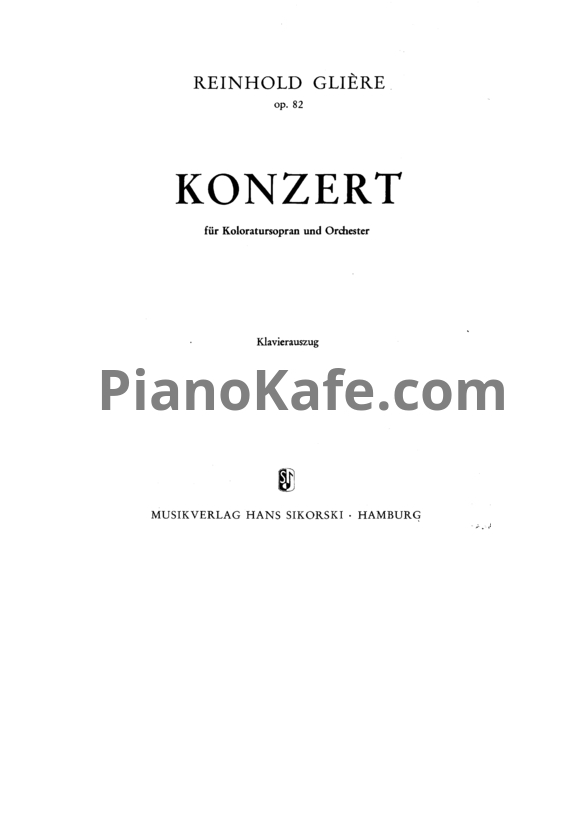 Ноты Рейнгольд Глиэр - Концерт для голоса с оркестром (Соч. 82) - PianoKafe.com