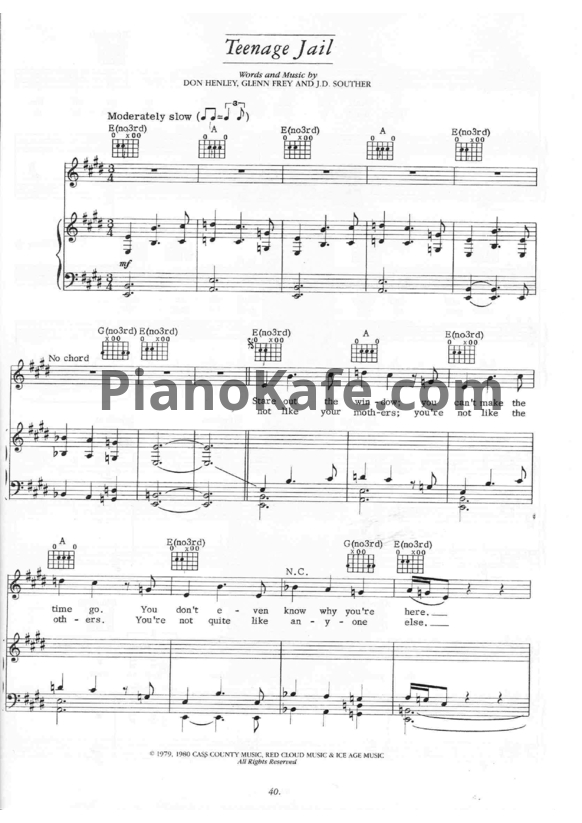 Ноты The Eagles - Teenage jail - PianoKafe.com