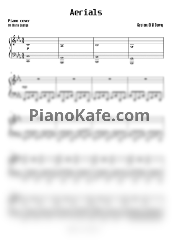 Ноты System of a Down - Aerials (Версия 2) - PianoKafe.com