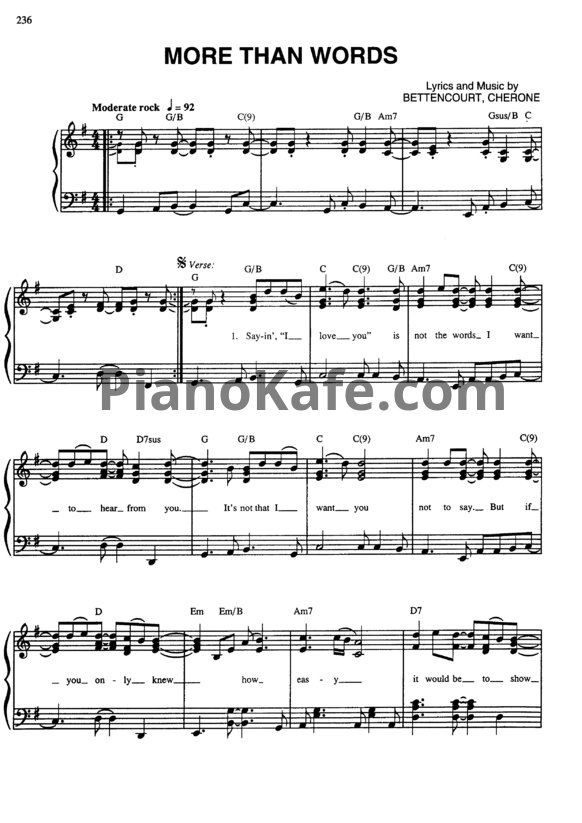 Ноты Extreme - More than words - PianoKafe.com