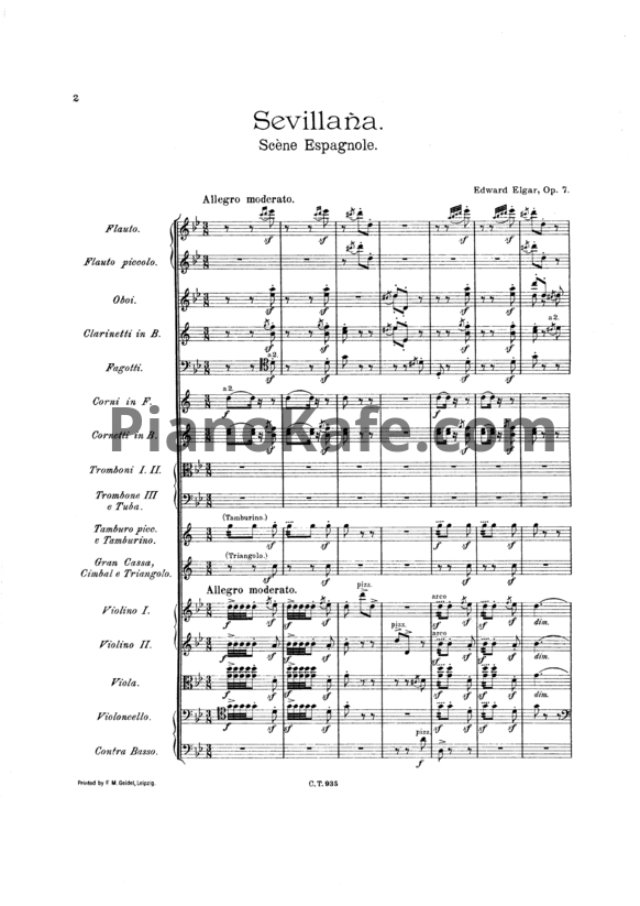 Ноты Эдуард Элгар - Sevillana (Op. 7, Партитура) - PianoKafe.com
