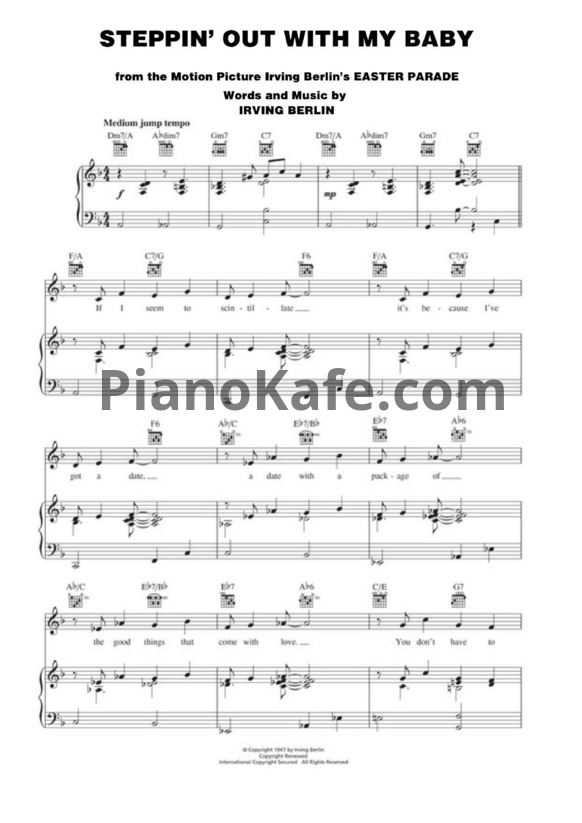 Ноты Irving Berlin - Steppin' out with my baby - PianoKafe.com