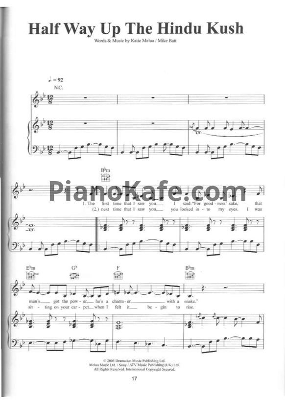 Ноты Katie Melua - Half way up the hindu kush - PianoKafe.com