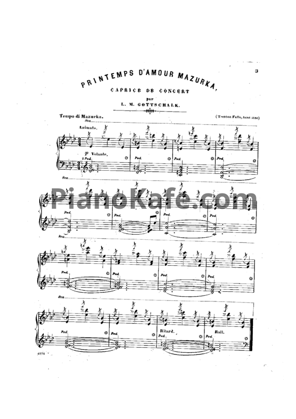Ноты Луи Моро Готшалк - Printemps d'amour (Op. 40) - PianoKafe.com
