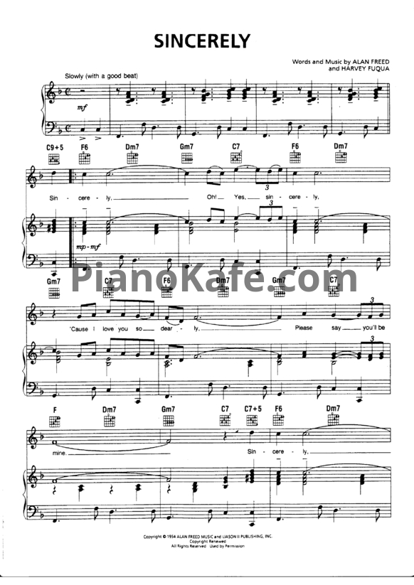 Ноты Louis Armstrong - Sincerely - PianoKafe.com