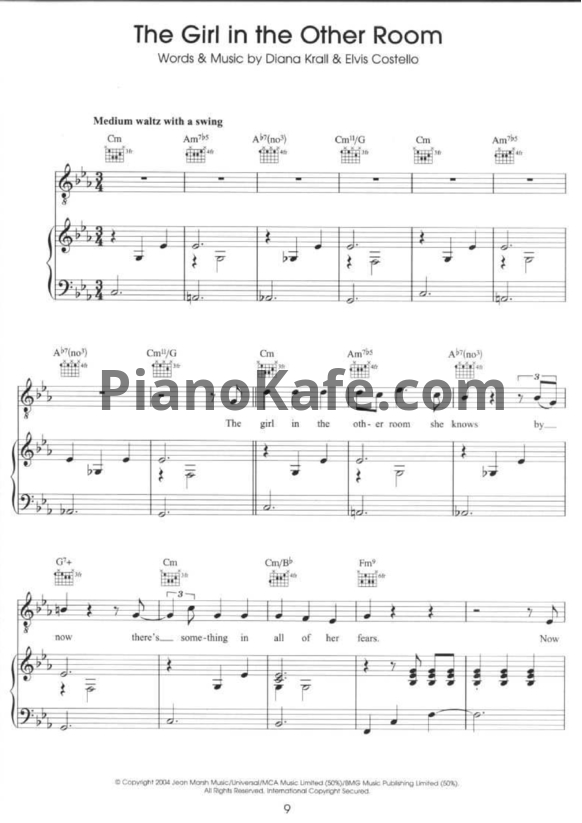 Ноты Diana Krall - The Girl In The Other Room - PianoKafe.com