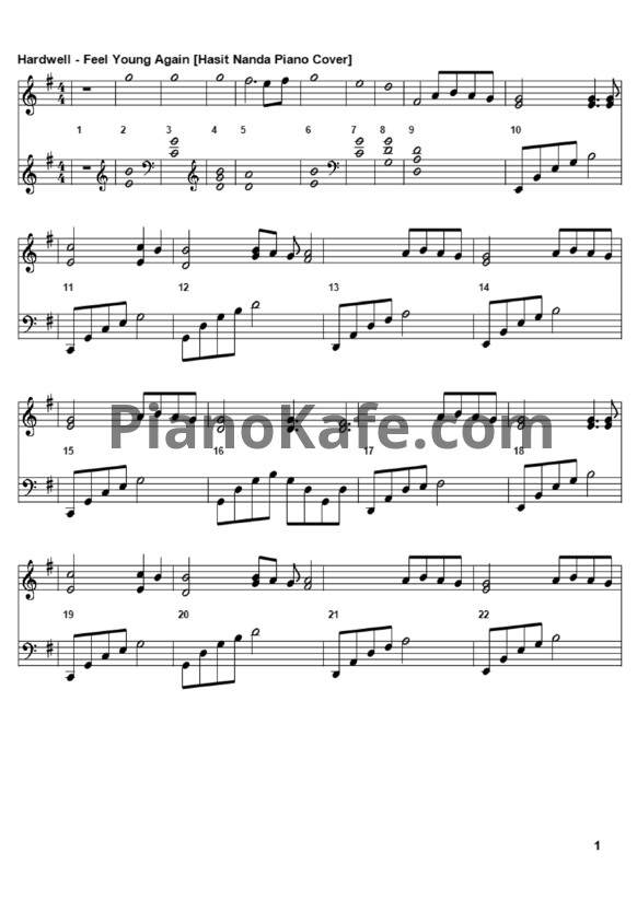 Ноты Hardwell - Feel young again - PianoKafe.com