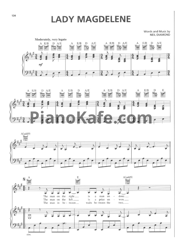 Ноты Neil Diamond - Lady Magdelene - PianoKafe.com