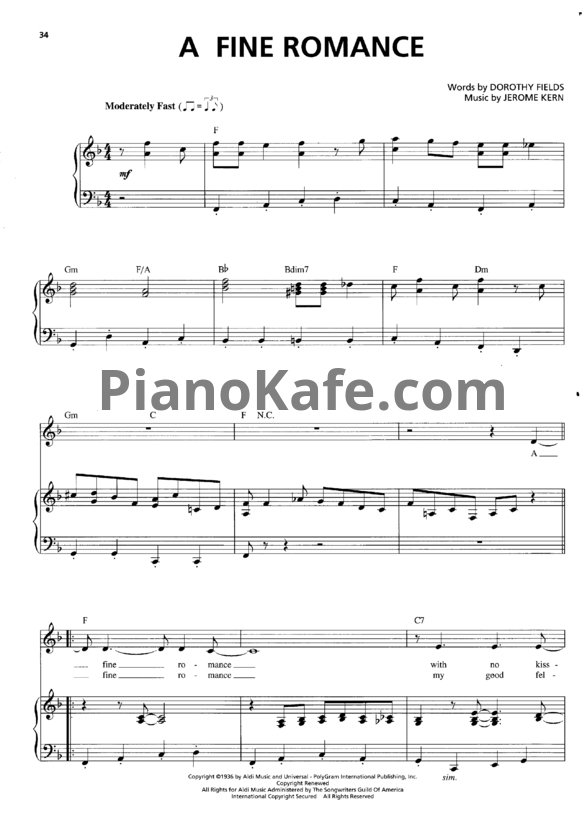 Ноты Billie Holiday - A fine romance - PianoKafe.com