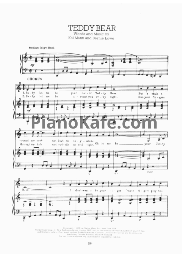 Ноты Elvis Presley - Teddy bear - PianoKafe.com