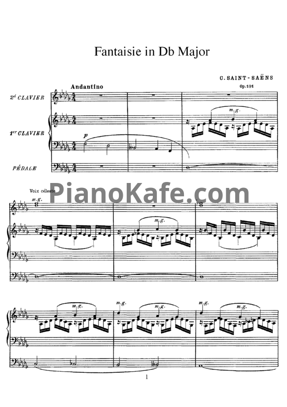 Ноты Камиль Сен-Санс - Фантазия №2 для органа (Op. 101) - PianoKafe.com