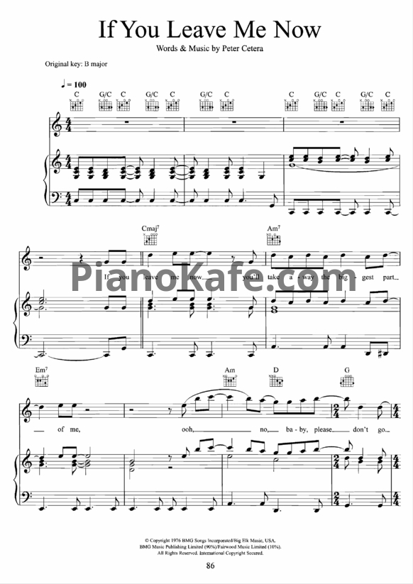 Ноты Chicago - If you leave me now (Версия 2) - PianoKafe.com