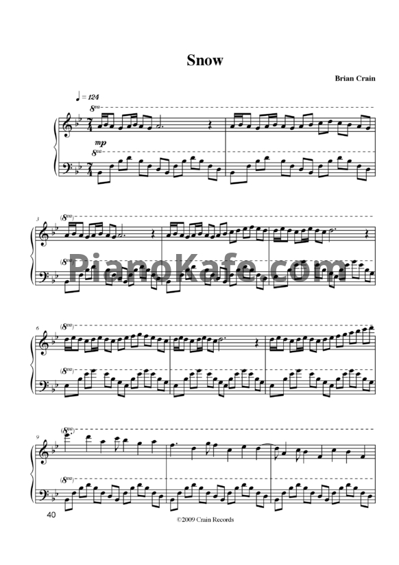Ноты Brian Crain - Snow - PianoKafe.com